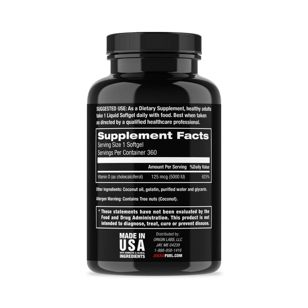Supplement Facts Jocko Vitamin D3 Gel Caps 360ct
