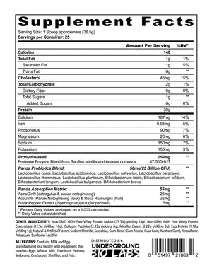 Supplement Facts Panda Fuel 25srv Premium Protein