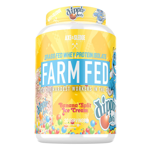 Axe & Sledge Farm Fed whey protein isolate  Dippin' Dots Banana Split Ice Cream flavor