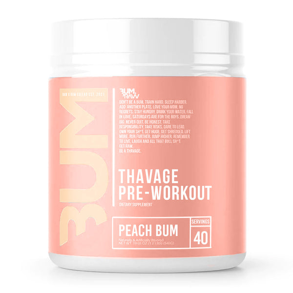 Raw CBUM Thavage 40srv. Thavage Pre-workout in Peach Bum Flavor