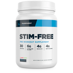 Cherry Limeade flavored Stim-Free 30srv, Transparent Labs, pre-workout supplement, 4g Beta-Alanine