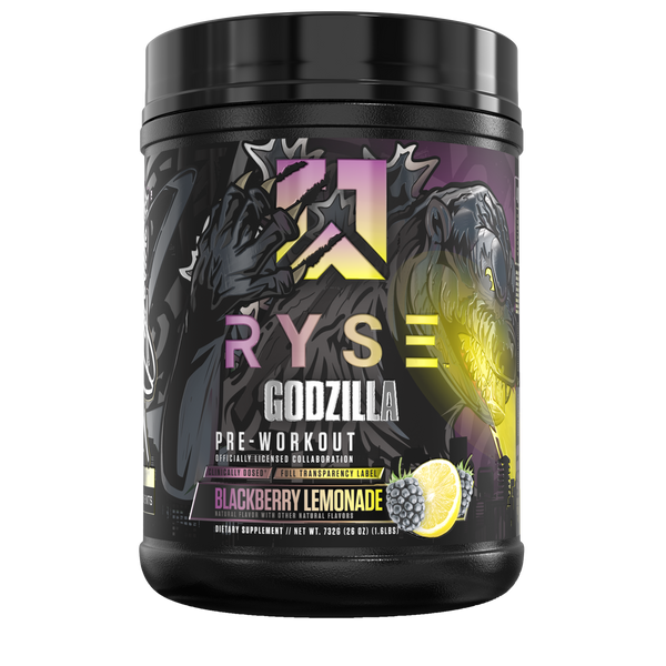 Blackberry Lemonade flavor, Ryse Godzilla Pre-workout 40srv, Maximize exercise performance, A true "FULLY-LOADED" pre-workout
