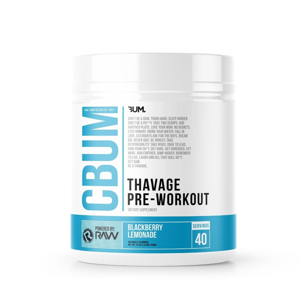 Raw CBUM Thavage 40srv. Thavage Pre-workout in Blackberry Lemonade Flavor