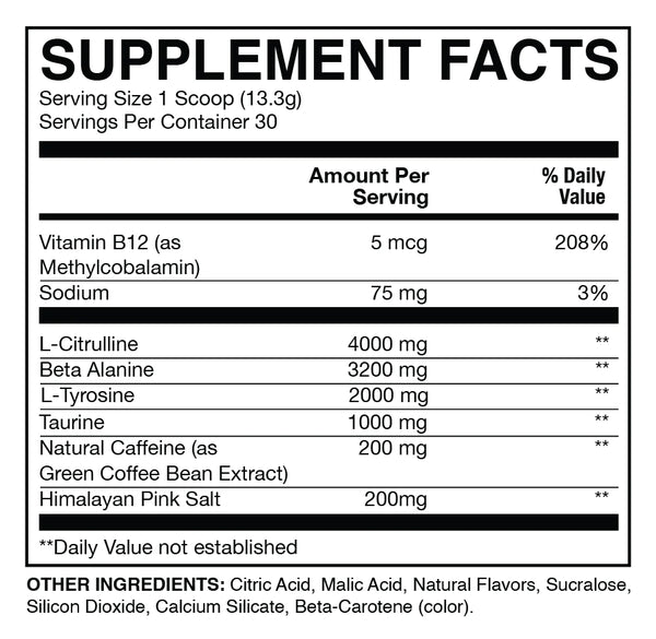 Supplement Facts Raw CBUM Essential Pre 30srv 