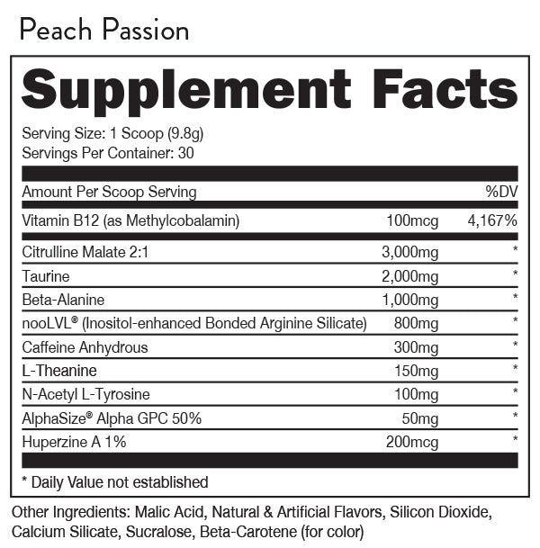 Supplement Facts Big Game Energy 30srv
