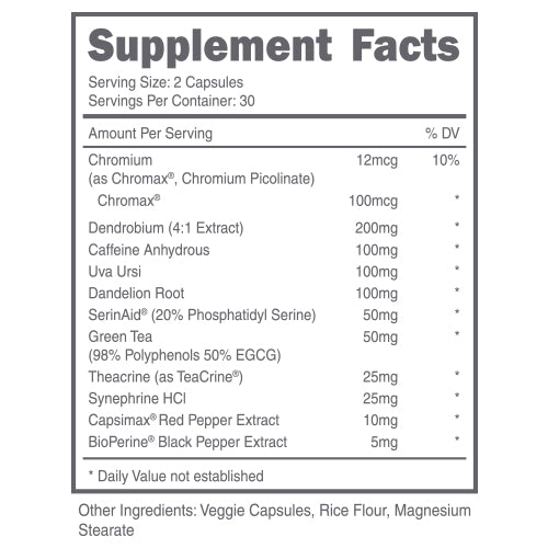 Supplement Facts Heat For Him 60Caps