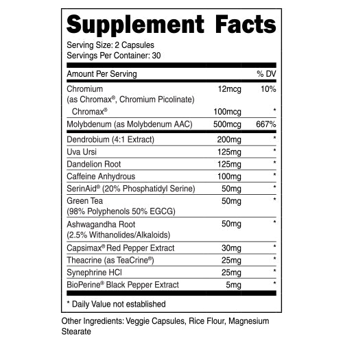 Supplement Facts Heat For Her 60 Caps