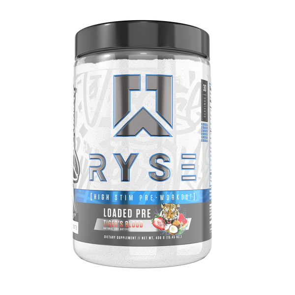 Ryse Loaded Pre 30srv, Tigers Blood Flavor, natural and artificial flavor, high stim pre-workout