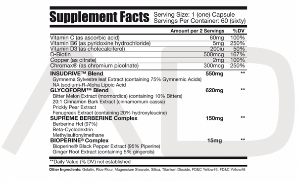 Supplement Facts Project AD Matador 60caps