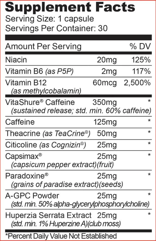 Supplement Facts Ryse Fat Burner Time Released 30Caps