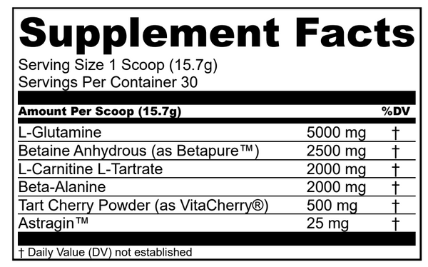 Supplement Facts for Transparent Labs Post Workout 30srv, Post-workout recovery supplement, core series